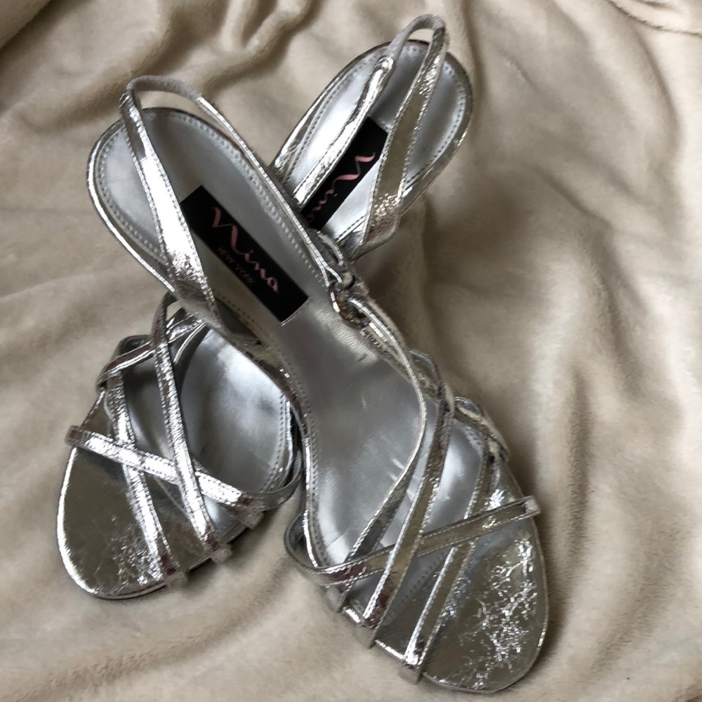 NEW Silver Nina strappy heels in Silver.